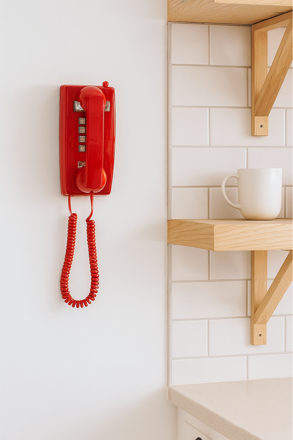 Red Bluetooth Landline Style Wall Phone