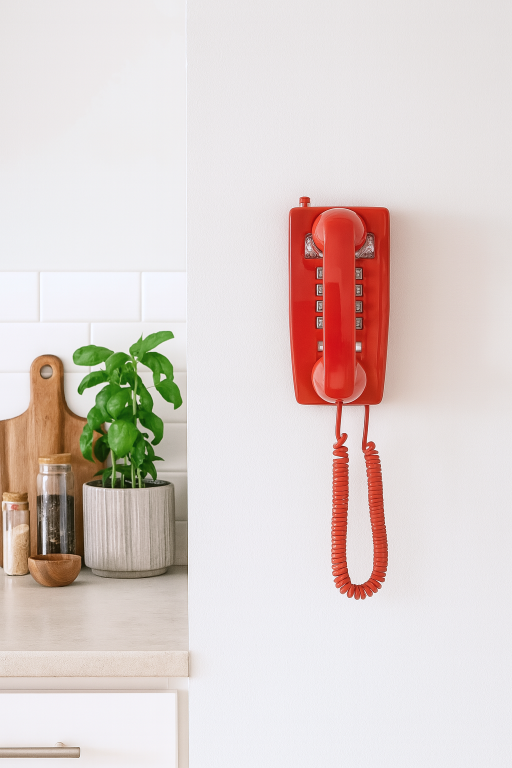 Red Bluetooth Landline Style Wall Phone